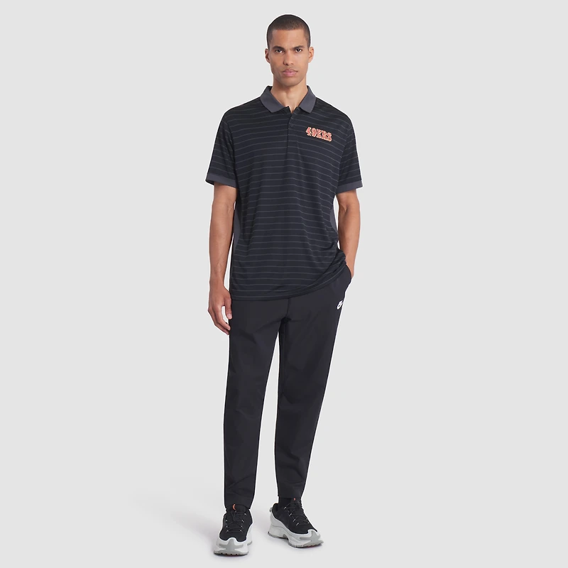 Polo Nike noir Dri-FIT à rayures pour homme, collection Rivalries 2025 des San Francisco 49ers