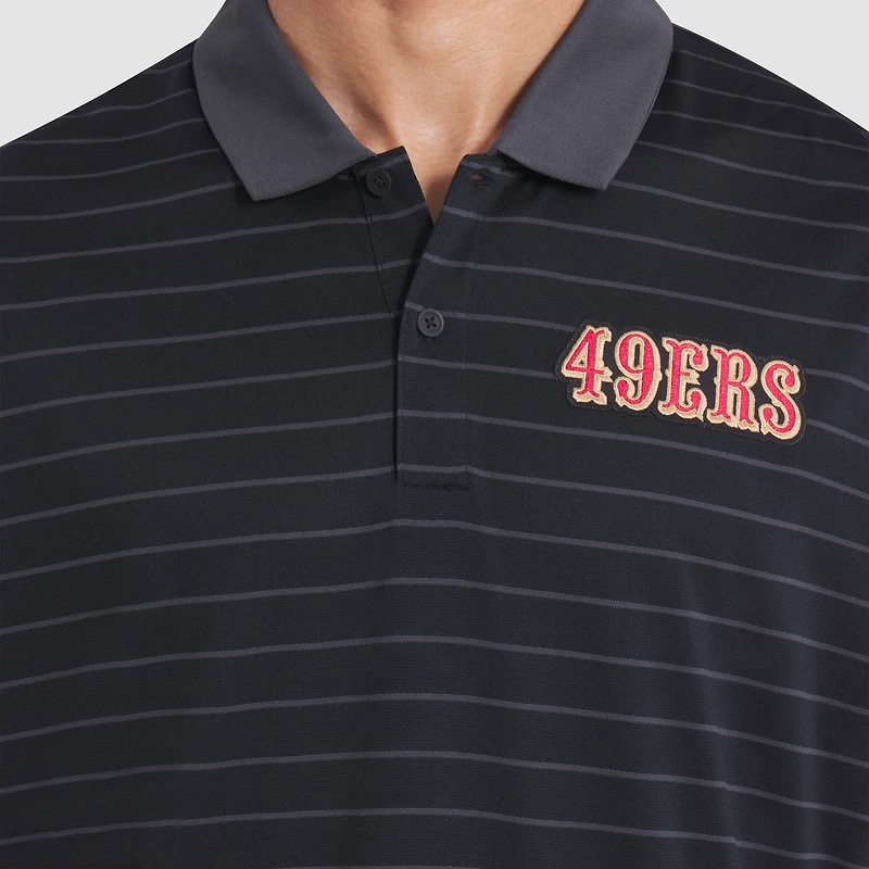Men's Nike Black San Francisco 49ers 2025 Rivalries Collection Sideline Victory Striped Dri-FIT Polo