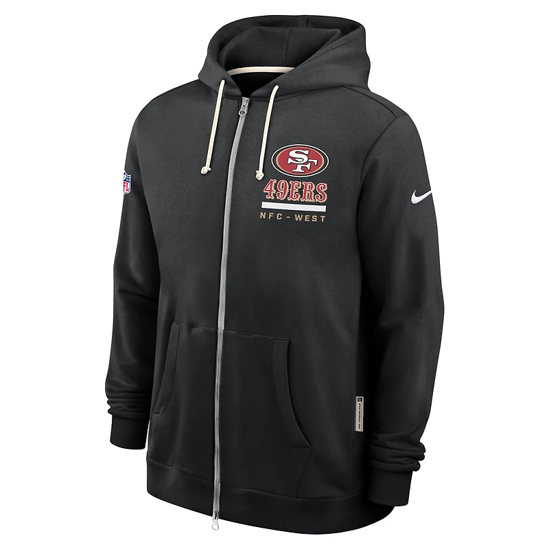 Sweat à capuche Nike noir San Francisco 49ers 2025 Sideline Utility Player Dri-FIT entièrement zippé pour homme