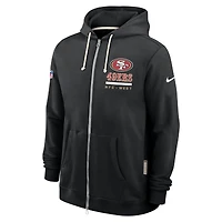 Sweat à capuche Nike noir San Francisco 49ers 2025 Sideline Utility Player Dri-FIT entièrement zippé pour homme
