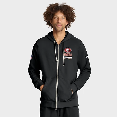 Men's Nike Black San Francisco 49ers 2025 Sideline Standard Issue Utility Player Dri-FIT Full-Zip Hoodie