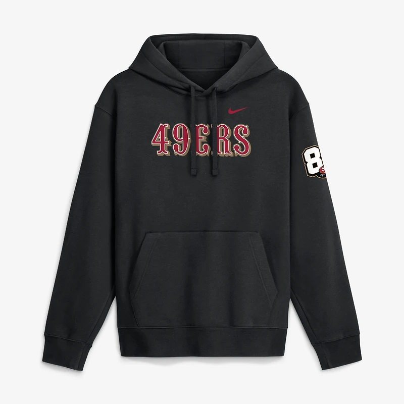 Sweat à capuche en polaire Nike noir pour homme, édition spéciale 80e anniversaire des 49ers de San Francisco (Goal Line Club).