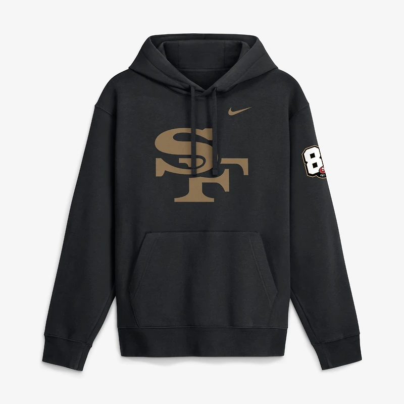 Sweat à capuche en polaire Nike noir pour homme, édition spéciale 80e anniversaire des 49ers de San Francisco (Third Down Stop Club).