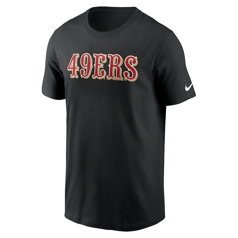 T-shirt essentiel Nike noir pour hommes des San Francisco 49ers Primetime Wordmark
