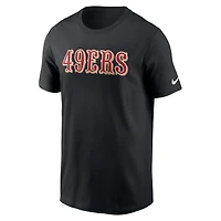 T-shirt essentiel Nike noir pour hommes des San Francisco 49ers Primetime Wordmark