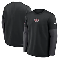 T-shirt Nike noir à manches longues Therma-FIT pour homme, coupe coach des San Francisco 49ers