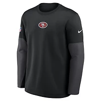 T-shirt Nike noir à manches longues Therma-FIT pour homme, coupe coach des San Francisco 49ers
