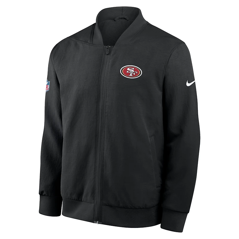 Men's Nike Black San Francisco 49ers Sideline Full-Zip Bomber Jacket