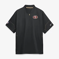Men's Nike Black San Francisco 49ers Sideline Short Sleeve Quarter-Zip Coaches Jacket