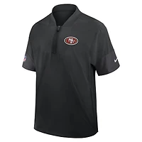 Men's Nike Black San Francisco 49ers Sideline Short Sleeve Quarter-Zip Performance Coach Jacket