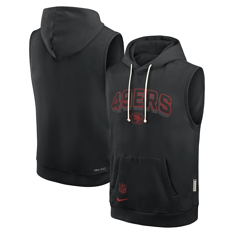 Sweat à capuche sans manches Nike Dri-FIT Sideline Standard Issue noir pour homme des 49ers de San Francisco