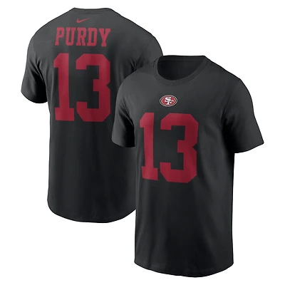 T-shirt avec nom et numéro de joueur Nike Brock Purdy pour homme, noir, San Francisco 49ers