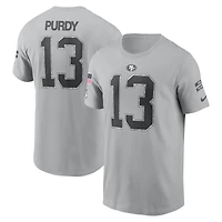 T-shirt Nike Brock Purdy gris pour homme San Francisco 49ers 2024 Salute To Service avec nom et numéro