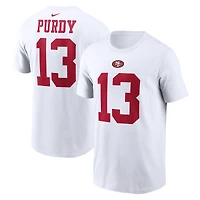 T-shirt Nike Brock Purdy pour homme, blanc, nom et numéro du joueur des San Francisco 49ers