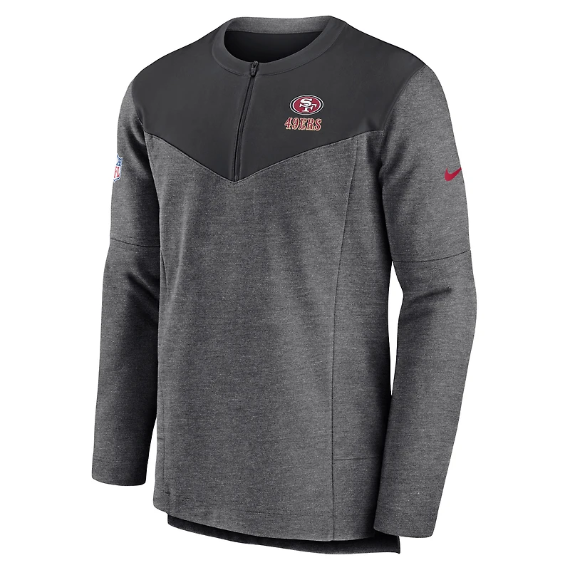 Haut à quart de zip Performance Nike San Francisco 49ers Sideline Lockup pour homme, anthracite