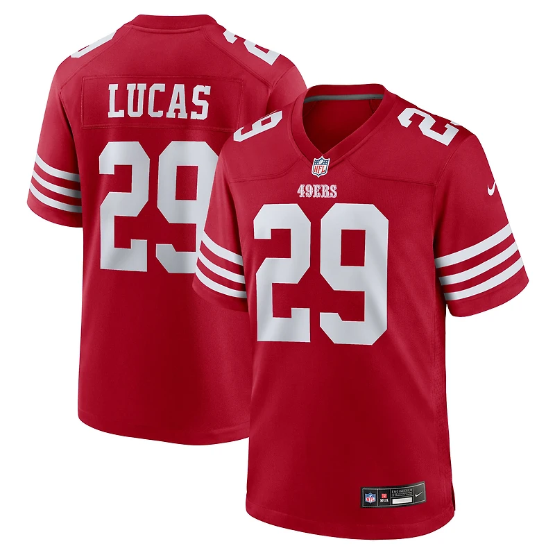 Men's Nike Chase Lucas  Scarlet San Francisco 49ers Team Game Jersey
