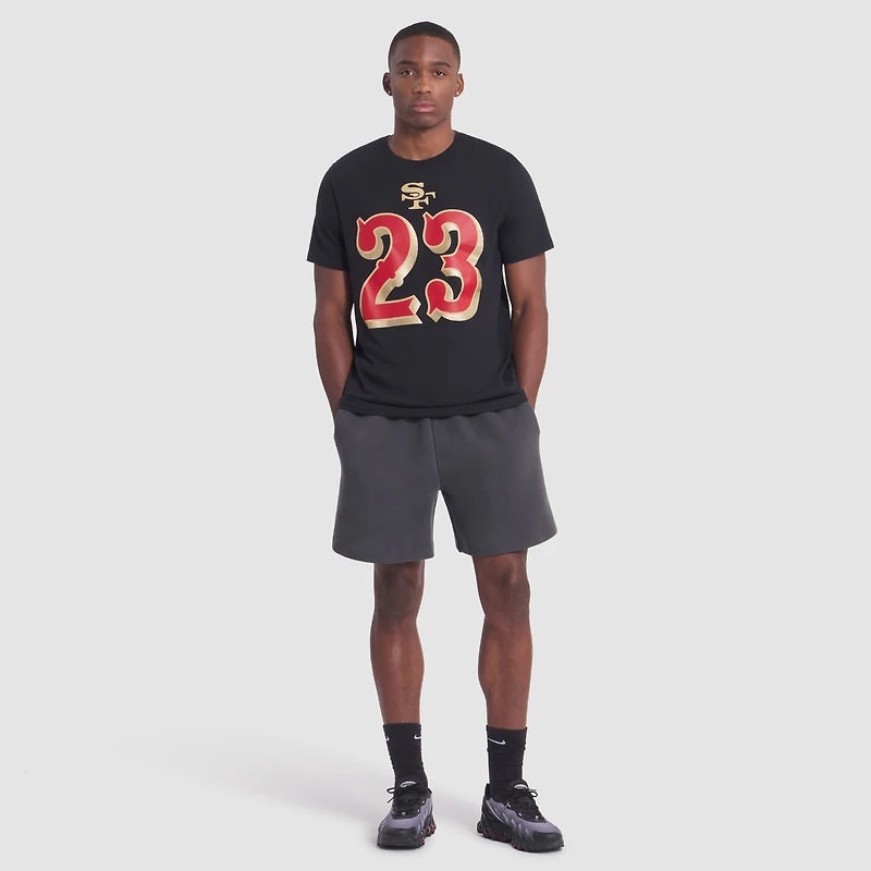 T-shirt Nike Christian McCaffrey noir pour homme, collection San Francisco 49ers 2025 Rivalries, nom et numéro du joueur