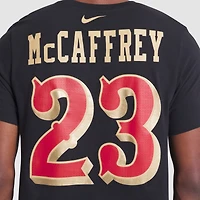 T-shirt Nike Christian McCaffrey noir pour homme, collection San Francisco 49ers 2025 Rivalries, nom et numéro du joueur