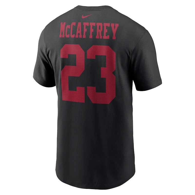 T-shirt Nike Christian McCaffrey Scarlet San Francisco 49ers pour homme avec nom et numéro