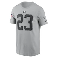 T-shirt Nike Christian McCaffrey gris pour homme San Francisco 49ers 2024 Salute To Service avec nom et numéro