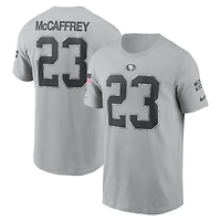 T-shirt Nike Christian McCaffrey gris pour homme San Francisco 49ers 2024 Salute To Service avec nom et numéro