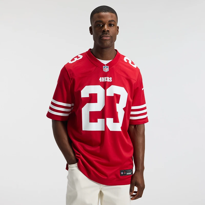 Maillot de match d'équipe Nike Christian McCaffrey Scarlet des San Francisco 49ers pour homme