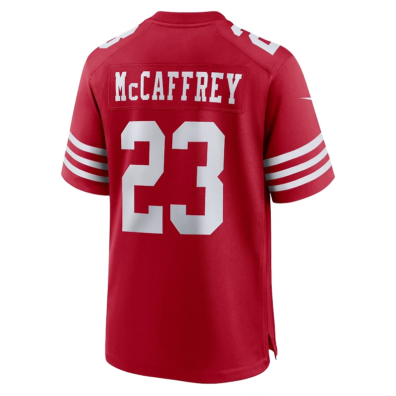 Maillot de match d'équipe Nike Christian McCaffrey Scarlet des San Francisco 49ers pour homme