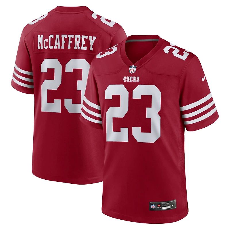 Maillot de match d'équipe Nike Christian McCaffrey Scarlet des San Francisco 49ers pour homme