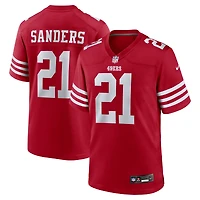 Maillot de jeu Nike Deion Sanders Scarlet pour homme, joueur retraité l'équipe des 49ers San Francisco