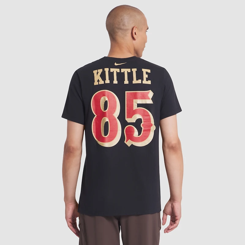 T-shirt Nike George Kittle noir pour homme, collection San Francisco 49ers 2025 Rivalries, nom et numéro du joueur