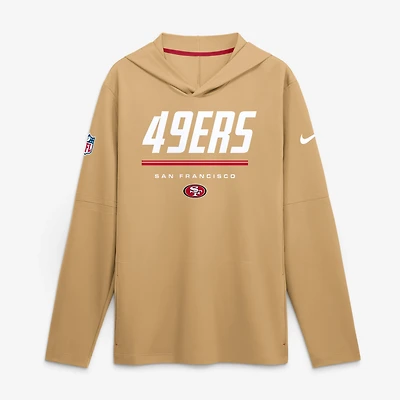 Men's Nike  Scarlet San Francisco 49ers Sideline Lightweight Long Sleeve Hooded Dri-FIT Top