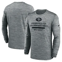 T-shirt Nike gris à manches longues Performance Sideline Velocity des San Francisco 49ers pour homme