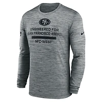 T-shirt Nike gris à manches longues Performance Sideline Velocity des San Francisco 49ers pour homme