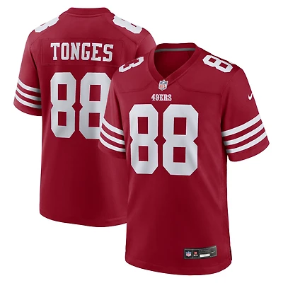 Men's Nike Jake Tonges  Scarlet San Francisco 49ers Team Game Jersey