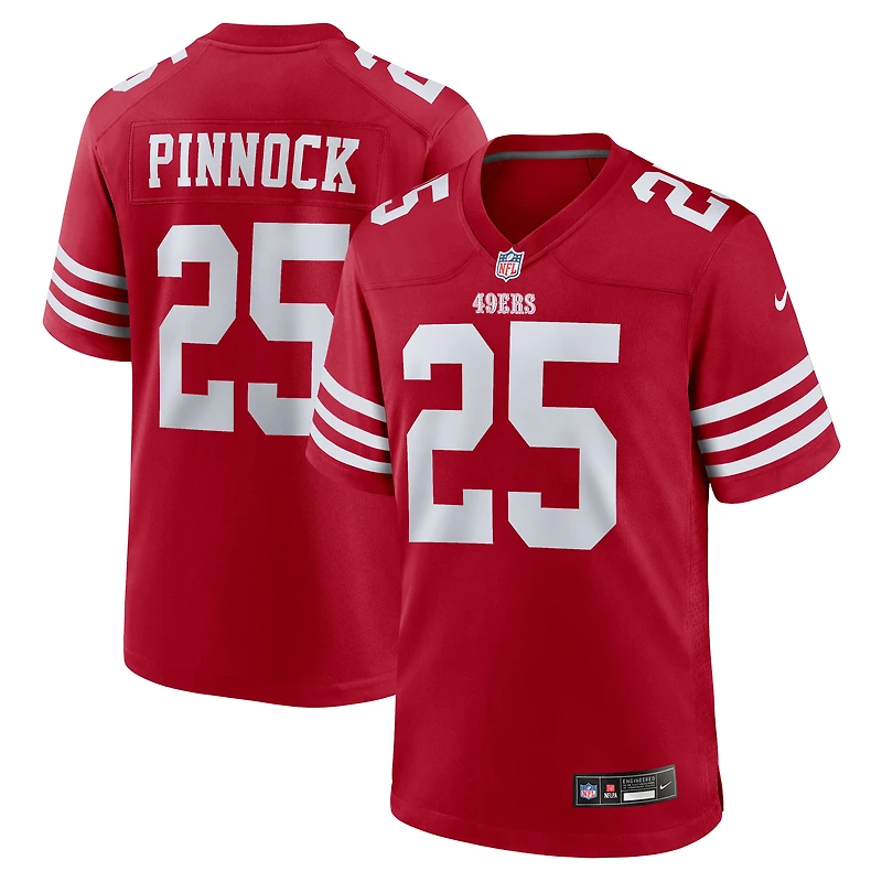 Maillot Nike Jason Pinnock Scarlet pour homme des San Francisco 49ers