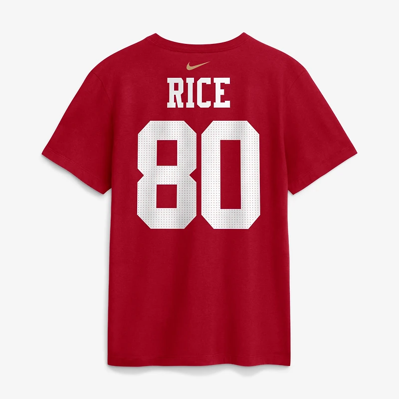T-shirt Nike pour homme Jerry Rice Scarlet San Francisco 49ers, nom et numéro retirés