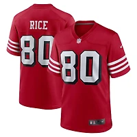 Maillot Nike Jerry Rice Scarlet pour homme, joueur retraité des San Francisco 49ers, match alternatif
