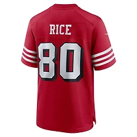 Maillot Nike Jerry Rice Scarlet pour homme, joueur retraité des San Francisco 49ers, match alternatif