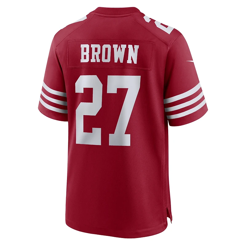 Maillot de match d'équipe des San Francisco 49ers Nike Ji'Ayir marron écarlate pour homme
