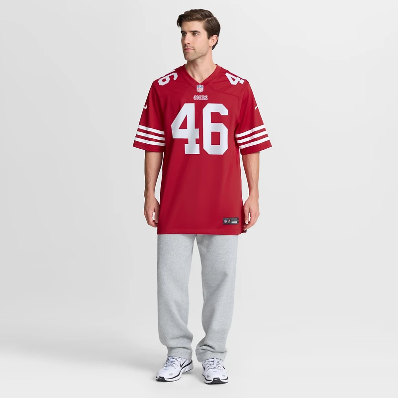 Maillot de match Nike Jon Weeks Scarlet des San Francisco 49ers pour homme