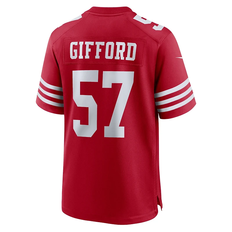 Maillot de match Nike Luke Gifford Scarlet des San Francisco 49ers pour homme