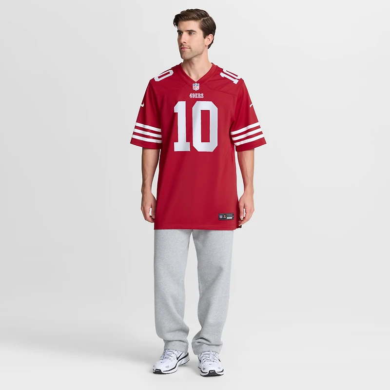 Men's Nike Mac Jones Scarlet San Francisco 49ers Team Game Jersey
