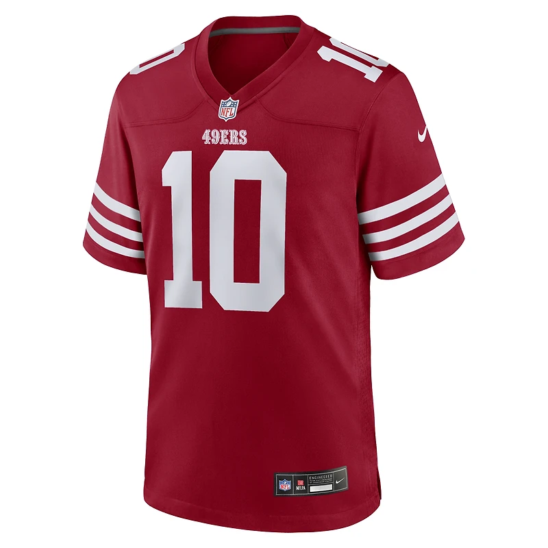 Maillot Nike Mac Jones Scarlet pour homme des San Francisco 49ers