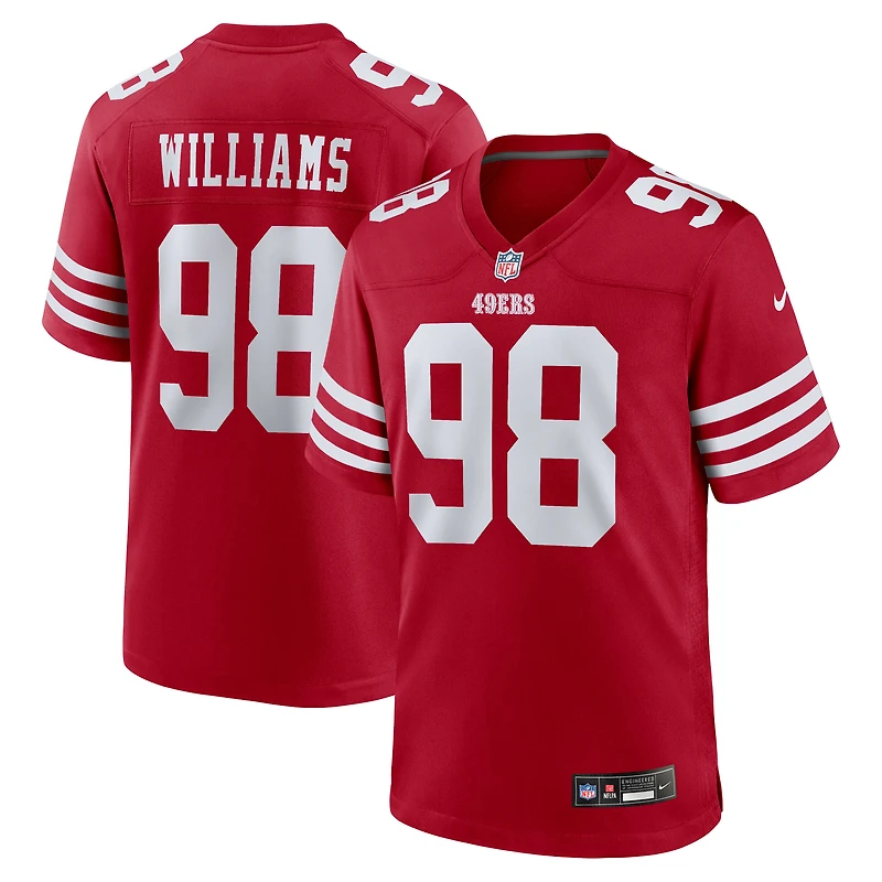 Maillot Nike Mykel Williams Scarlet pour homme, choix de premier tour la draft NFL 2025 des 49ers San Francisco