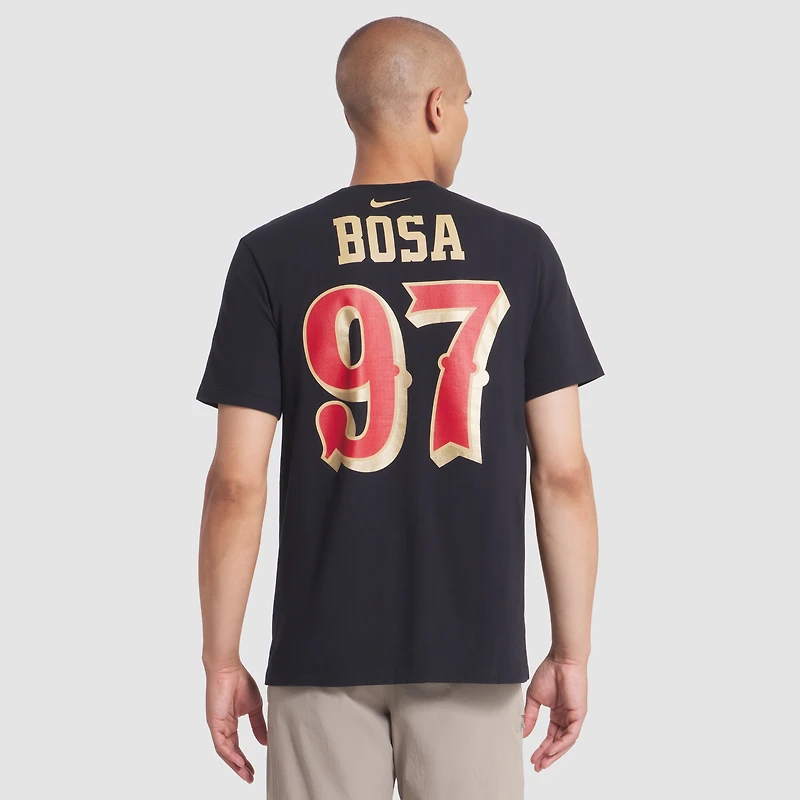 T-shirt Nike Nick Bosa noir pour homme, collection Rivalries 2025 des San Francisco 49ers, avec nom et numéro de joueur