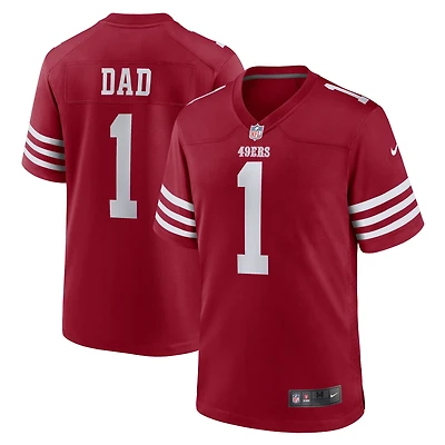 Maillot de match Nike numéro 1 Dad Scarlet des San Francisco 49ers pour hommes