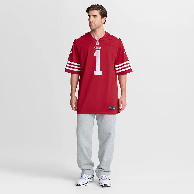 Men's Nike Number 1 Groom Scarlet San Francisco 49ers Game Jersey