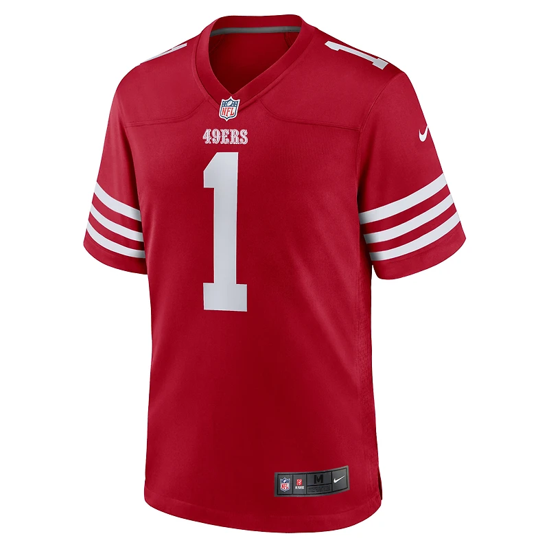 Maillot de match Nike numéro 1 Groom Scarlet San Francisco 49ers pour homme
