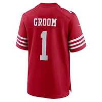 Maillot de match Nike numéro 1 Groom Scarlet San Francisco 49ers pour homme