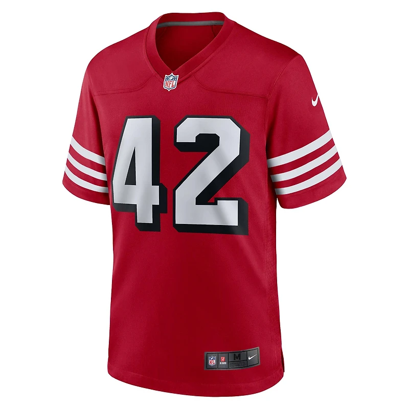 Maillot Nike Ronnie Lott Scarlet pour homme, joueur retraité des 49ers de San Francisco, match alternatif